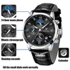 ساعة Wristwatches Lige Business Watch for Men Leather Mens Watches Sport Sport Quartz Chronograph Relogio Maschulino