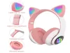 Flash Light Cute Cat Hase Słuchawki bezprzewodowe z mikrofonem mogą zamknąć dzieci LED Dziewczyny stereo telefoniczne muzyka zestaw słuchawkowy Bluetooth Gamer 8928543