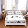 White Christmas Bedding Set Fitted Sheet Four Corners with Elastic Band Sheets Bed Cover Set Bed Sheets and Pillowcases Bedding