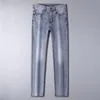 Trendige High-End-Sommer-Neujeans für Männer, schlanke Passform, Gummiband, Freizeit, hellfarbene, trendige und vielseitige PF6109#