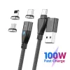 6 I 1 Magnetisk snabbladdning Kabel PD 100W för iPhone -laddare Kabel Mikro USB -typ C till USB C -kabel för Xiaomi Samsung MacBook