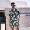 Herren Casual Shirts 2 Stück Hawaiian Outfits Tropical Print Short Sleeve Button Down Shirt und Shorts Set Plus Size S m l xl xxl Drop d ot7t2