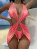 Swimwear femminile 2024 Sexy Gradient Color Tre pezzi Bikini Set Swimsuit for Women Mesh Grive Ballineing da bagno Summer Beach Wear Swimming