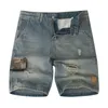 Pantalon pour hommes shorts de street-street vintage jeans masculins fashion y2k broderie creuse les tenues de longueur de genou