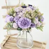 Flores decorativas Autumn Autumn Artificial Peony Flower Silk Rose Bride Bouquet Casamento Home