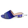 Dress Shoes Latest Women Luxury Rhinestone Crystal Pumps 2024 Fashion Slippers Sandals Party Low Heels Elegant Italian