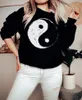 Shirt estetica della felpa con cappuccio femminile Yin Yang Spazzante Mental Health Abesati positivi Meditazione spirituale Zen buddista