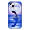 Svart TPU -fodral för Samsung Galaxy A54 A34 A14 5G A04 Notera 20 10 9 Plus Ultra+ Cover Sea Animal Cute Dolphin