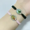 Religijna różowa dziewicza Mary Green Saint Jude Charm Pulsera ręcznie robiona katolicka biżuteria San Judas Tadeo Virgencita para bransoletka