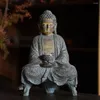 Dekorativa figurer Solbelysning Buddha staty utomhus uteplats trädgård kinesiska zen vardagsrum kontor porchdecorativeresin