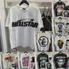 Magliette da uomo Hellstar maglietta designer magliette grafiche vestiti abiti da abbigliamento hipster in tessuto lavata in graffiti lettere graffiti stampano stampare nero sciolto nero aderente