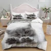 Bella copertura del piumone per gatti per animali domestici set da letto con gattino carino con set di letti singoli federa queen size coperte di trapunta di lusso in poliestere di lusso