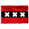 Nederländerna Amsterdam City Flag Livid Color, Double Stitched Netherland Flags Banners med mässing Grommets inomhusdekor