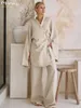 Clacive Casual Ship Khaki 2 Piece Set Women Outfit 2024 Модная рубашка с длинным рукавом с высокой талией.