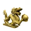 Decorative Figurines Feng Shui Dragon Brass Statue Chinese Home Decor Figurine Office Attract Money And Good Luck Golden Sculpture