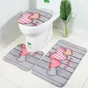 الحصير الاستحمام 3 Stuk Badkamer Tapijt مجموعة غير قسيمة Liefde Hart Print Bad Contour Mat U-Vormige WC Dekses Cover Accesse Accesse