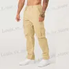 Herenbroeken Heren Laadbroek Strtwear Fashion Casual Pants Jogger Gym oefening Running Trainingsbroek Losse rechte beenbroek T240411