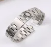New 20mm 22mm Silver Solid Stainless Steel Watchband For Solid Curved END Deployment Clasp Wrist Bracelet For Men Logo 016673769
