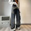 Męskie dżinsy zabytkowe dżinsy dla mężczyzn moda amerykańska gwiazda hip-hopowa strzępiona hipster unisex proste projekty workowate harajuku High Street L49