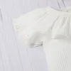 Newborn Baby Girls Lovely Clothes Sets 3 pcs Flying Sleeve Ruffled Romper Velvet Suspender Shorts Headband Sets 0-12 Months