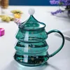 Mugs 400/500ml For Creative Christmas Tree Cup Tea Coffee Mug With Lid Star Spoon Drinking Glass Xmas Day Year Valentine