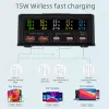 Chargers 160W GAN USB Charger Station PD 65W Type C 65W Fast Charger Hub USB C QC3.0 met 15W Wireless Charger voor iPhone -laptop