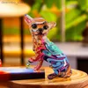 Arts et artisanat Northeuins 18cm Chihuahua do Ornement Raffiti Art Herdicrafts Animaux peints Décor de la chambre à la maison LIVIN ROBS BURANCE L49