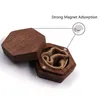 Wedding Ring Box Walnut Pair Ring Opslag Verpakking Geschenkdoos Zhexagon-vormige houten doos oorbuien oorbellen sieradendoos