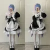 Anime RAM REM Lolita Maid Cosplay Costumes Vestido Re: Zero Kara Hajimeru ISEKAI Seikatsu Halloween kostiumy dla kobiet loli sukienka