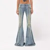 Jeans pour femmes imitation vieille pantalon de grosse flare 2024 Summer Y2k Slim Skinny High Street Hundred Take