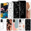 Linha abstrata Mulheres enfrentam estojo suave para o Samsung Galaxy A52 A53 A54 A32 A34 A22 A24 A12 A14 Tampa do telefone A33 A23 A13 A02S A03S A04S