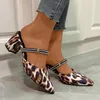 Chaussures habillées 2024 Spring and Automn Fashion Point Leopard Pattern Water Diamond Casual Grand Women's High High Heel Slippers 35-42