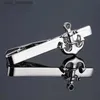 Tie Clips high quality Anchor Metal Tie Clip Mens Skinny Glossy Tie Bar Hand grinding Silvery Wedding Necktie Clips Pin Men Jewelry Y240411