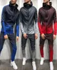 Мужские спортивные костюмы Градиент Zip Up Top Hoodie Top Bottoms Jogging Joggers Gym Sweats Slim Fit Новый стиль 4430232