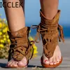 Sandali donne retrò gladiatore signore clip di punta stivali vintage nappe casual roma moda estate scarpe femminile femminile