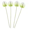 Flores decorativas 4 PCs Simulação Anthurium andraeanum lind casamento buquê de buquê central decoração artificial decoração falsa filial falsa