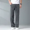 Men's Jeans Summer Ice Silk Thin Light Gray For Men Loose Wide Leg Plus Size Casual Trousers High Quality Stretch Soft Fabric Pants