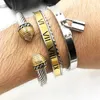 3pcs Bangles Set Roman Sayı Kumbezerleri Paslanmaz Çelik Kablo Tel Kilit Bangles Men için Tasarımcı Takı 240408