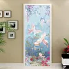 Foto de pavão pastoral romântico MURAL PVC PVC Auto-adesivo portão impermeável Adesivo de porta de parede da sala de estar Estudo de arte decoração