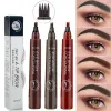 Four-Headed Eyebrow Pencil Waterproof Sweat-Proof Non-Fading Black Brown 4-Fork Liquid Eyebrows Pencils Makeup Cosmetic