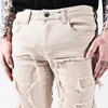 Jeans masculin Street Retro Trend lâche Empilée Splicced Straight Fashion Male Mas Casual Biker Denim Pantalon