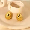 Dangle Earrings INS Trend 16K Gold Plated Stainless Steel Fish Hook Teardrop For Women Texture Waterproof Drop Jewelry