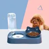 Bol de chiens pour chiens de compagnie Automatique Adrocarter Water Cat Bol avec un bol de fontaine d'eau buvant des bols de support surélevé 2 en 1 bol de nourriture pour chats