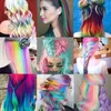 LUPU Synthetic Hair Extensions 22 Inch Clips For Women Long Straight Colored Rainbow Highlight Hairpieces High Temperture Fiber