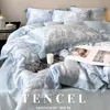 Ensemble de literie de textile de maison de luxe 100% Tencel Couverture de couette couchet Cover Plat Lit Feuille d'oreiller