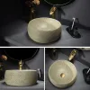 السيراميك Washbasin الحمام أحواض كونترتوب الأسرة المنزلية الجرانيت اللون الرجعية وعاء شرفة الحوض الفني مع مجموعات صنبور