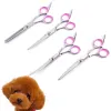 Ciseaux de toilettage professionnels pour chiens chats Conseils de sécurité Rounds Curved Blade Scissor Sharp Hairdressing Pet Cough Scissors