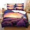 紫色のラベンダー羽毛布団カバーフラワーキルト愛好家の寝具セットクイーンベッドセット豪華な掛け布団セットベッドセットガールベッドセットセット