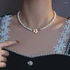 Chaines Design de fleur de rose élégante Naturel Eau douce Perle 14K Gold Feme Collier Femelle Bijoux pour les femmes Saint-Valentin