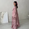 Etnische kleding 2024 Ramadan Open Abaya Dubai Cardigan Moslimjas Arabische jurk met riem Turkije Abayas voor vrouwen Kimono Islamitische Kaftan